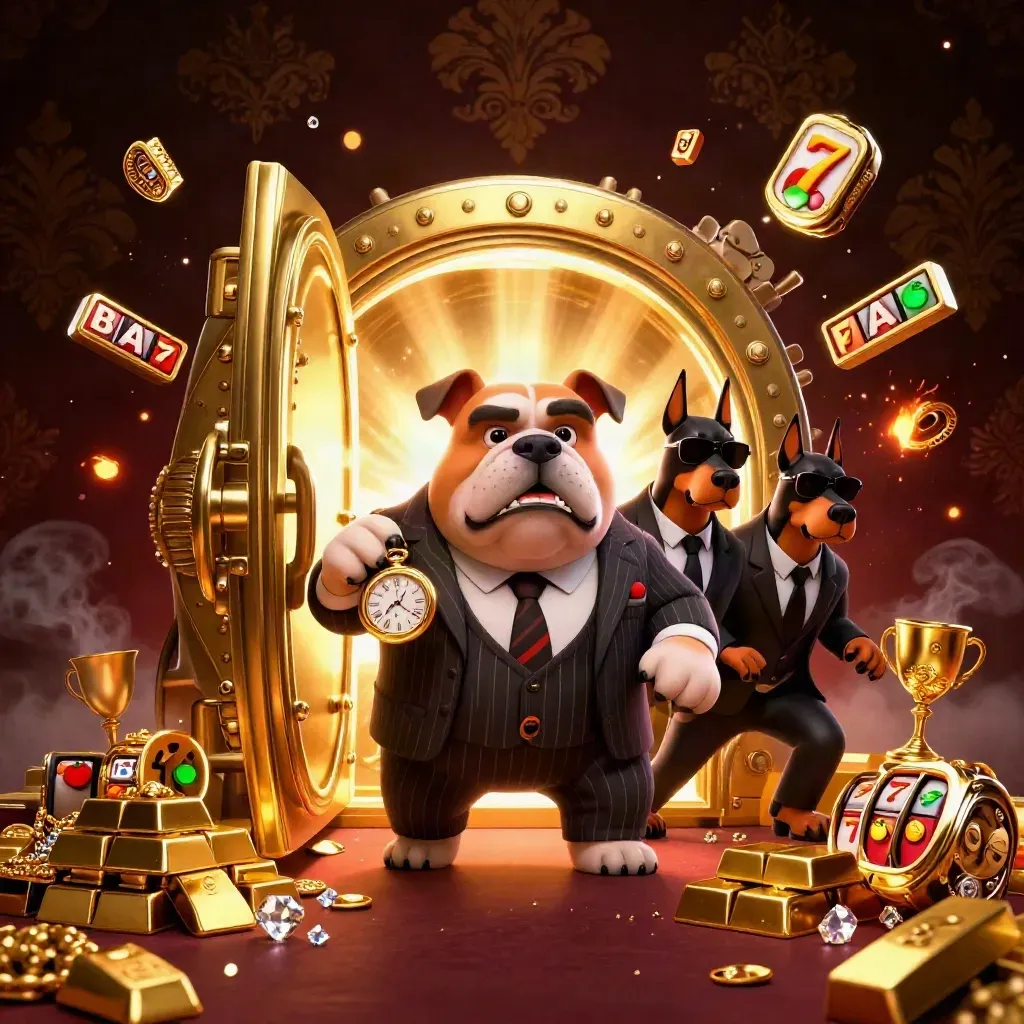 Bulldog boss, two Dobermans, and a gold vault burst amid casino loot and embers